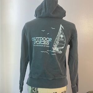Outdoor Voices Slate Pullover Hoodie with White Logo